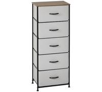 HomCom Commode 5 tiroirs tissu pliant, structure acier 45x30x116 cm gris