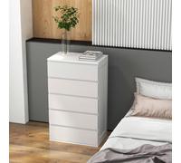 HOMCOM Commode 5 tiroirs, meuble de rangement, commode à tiroirs, sans poignées, design moderne, pour salon, chambre à coucher, 60 x 38 x 100 cm blanc Découvrez cette commode pour salon tout en élégan