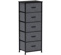 HOMCOM Commode 5 tiroirs meuble de rangement tiroir en tissu pliant - structure acier noir - 45 x 30 x 116 cm gris foncé