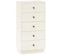 HOMCOM Commode 5 Tiroirs Moderne avec Poignées 47 x 29 x 95 cm Crème | Commode Chambre, Meuble de Rangement, pour Chambre à Coucher, Salon