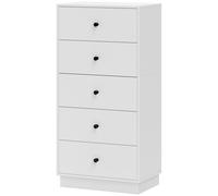 HOMCOM Commode 5 Tiroirs pour Chambre à Coucher Moderne et Gain de Place, 47x29x95 cm, Blanc