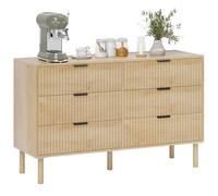HOMCOM Commode 6 tiroirs 119 cm, pieds en bois chêne | Commode moderne, pour salon, entrée