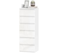 HOMCOM Commode 6 tiroirs à haute brillance, meuble de rangement étroit sans poignées, 40 x 35 x 109 cm, blanc