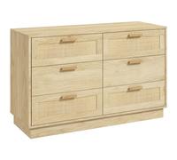 Commode design bohème en rotin - HOMCOM - 6 tiroirs - meuble de rangement - chêne