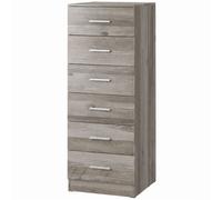 HOMCOM Commode 6 tiroirs Commode haute pour chambre avec anti-basculement 40x40x110 cm Gris Clair