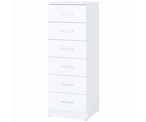 HOMCOM Commode 6 tiroirs Commode haute pour chambre avec système anti-basculement 40x40x110 cm Blanc