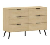 HOMCOM Commode 6 tiroirs Commode moderne pour chambre à coucher avec design anti-basculement 110L x 40l x 75H cm Aspect bois