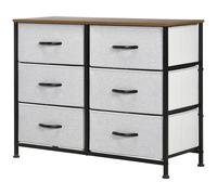HOMCOM Commode 6 tiroirs en tissu, meuble de rangement avec tiroirs pliants, poignées, cadre en acier, 80 x 30 x 62,5 cm, gris