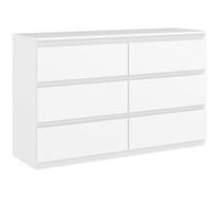 Commode - HOMCOM - 6 tiroirs meuble rangement épuré style moderne chambre salon - bois - 120x39x75cm - blanc