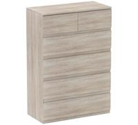 HOMCOM Commode 6 tiroirs Étroite sans Poignées 80x39x115cm Bois Naturel | Meuble de Rangement, Style Moderne, Commode pour Chambre à Coucher, Salon, Couloir