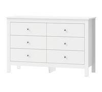HOMCOM Commode 6 Tiroirs, Meuble de Rangement avec Glissières Fluides, Chiffonnier, Style Moderne, 118 x 39,5 x 75,5 cm, Blanc