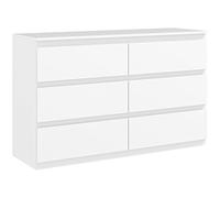 Commode - HOMCOM - 6 tiroirs meuble rangement épuré style moderne chambre salon - bois - 120x39x75cm - blanc