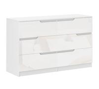 HOMCOM Commode 6 tiroirs Moderne Chambre 120x40x75 cm Blanc | avec anti-basculement, commode, pour salon, couloir