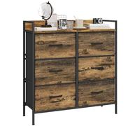 Commode - HOMCOM - 6 tiroirs en tissu non tissé - cadre acier - pour chambre à coucher salon - 79 x 29 x 85 cm effet bois d'acajou