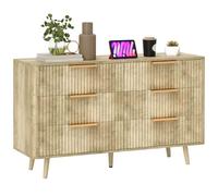 Commode - HOMCOM - 6 tiroirs - scandinave - poignées et pieds de pin - pour chambre à coucher, salon, couloir - 120x40x76cm - chêne