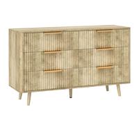 HOMCOM Commode 6 tiroirs scandinave avec poignées et pieds de pin, pour chambre à coucher, salon, couloir, 120x40x76cm, chêne