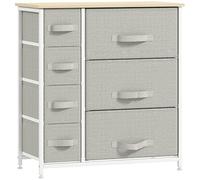 HOMCOM Commode 7 Tiroirs en Tissu Chiffonnier 63,5 x 30 x 71 cm Gris