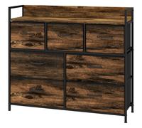 HOMCOM Commode 7 tiroirs meuble de rangement tiroir en tissu pliant - structure acier noir - 98 x 29 x 85 cm