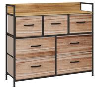 HOMCOM Commode 7 tiroirs meuble de rangement tiroir en tissu pliant - structure acier noir - 98 x 29 x 85 cm