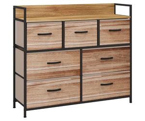 HOMCOM Commode 7 tiroirs meuble de rangement tiroir en tissu pliant - structure acier noir - 98 x 29 x 85 cm