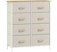 HOMCOM Commode 8 tiroirs en tissu, meuble de rangement avec 4 poches, 2 crochets, structure en acier, 86 x 30 x 94,5 cm, beige