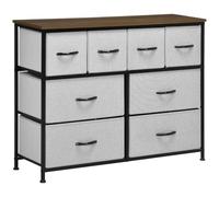 HOMCOM Commode 8 Tiroirs Meuble de Rangement Acier 100 x 30 x 78 cm Noir | Tiroir en Tissu Pliant, Structure