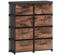 HOMCOM Commode 8 tiroirs, meuble en métal pour chambre, Marron Rustique