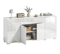 HOMCOM Commode à 1 tiroir, buffet avec 4 portes et étagère réglable, fonction Soft-Close, meuble de rangement pour salon, chambre à coucher, 180 x 40 x 80 cm, blanc