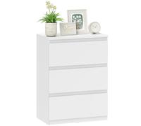 HOMCOM Commode à 3 tiroirs - Buffet moderne - Pour chambre à coucher, salon, couloir - 55 x 34 x 75 cm - Blanc