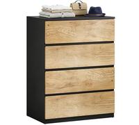 HOMCOM Commode à 4 tiroirs en bois, pour salon, salle à manger et couloir, 60 x 39 x 80 cm, noir et chêne