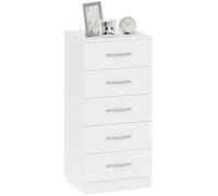 HOMCOM Commode à 5 tiroirs Armoire de Rangement Armoire à tiroirs pour Salon, Chambre, entrée, Blanc