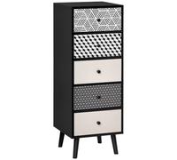 HOMCOM Commode à 5 tiroirs pour Chambre et Salon | Unité de rangement verticale