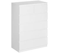 HOMCOM, commode à 6 tiroirs avec système anti-basculement, en panneaux de particules, dimensions 80x39x115 cm, couleur blanche