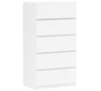 HOMCOM Commode Armoire à tiroirs Sideboard avec 5 tiroirs, armoire de bureau avec tirettes anti-basculement, pour salon, chambre à coucher, blanc, 55 x 34 x 100 cm