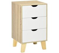 HOMCOM Commode avec 3 tiroirs et base surélevée Commode pour chambre à coucher salon couloir style moderne anti-buée 40 x 35 x 68,5 cm naturel et blanc