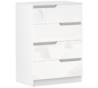 HOMCOM Commode avec 4 tiroirs Commode de chambre moderne avec anti-basculement Commode pour salon couloir 60 x 40 x 85 cm Blanc