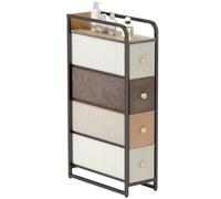 HOMCOM Commode avec 4 Tiroirs en Tissu Pliables Commode Chambre Multicolore | Meuble de Rangement Étroit, avec Plateau et Cadre en Acier, Style Moderne, pour Chambre, Salon, Couloir