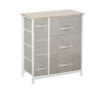 HOMCOM Commode, Buffet, 7 tiroirs en tissu pliable, structure métallique, 63,5 x 30 x 71 cm, Gris clair