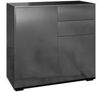 HOMCOM Commode Buffet Meuble de Rangement 2 tiroirs 2 Portes avec étagère 79 x 36 x 74 cm noir brillant