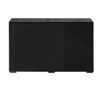HOMCOM Commode buffet meuble de rangement 2 tiroirs coulissants 3 portes étagère réglable panneaux de particules 117 x 36 x 74 cm noir