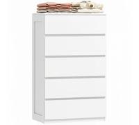 HOMCOM Commode Chambre 5 Tiroirs sans Poignées 60 x 39 x 100 cm Blanc | Meuble de Rangement, Chiffonnier, Style Moderne, Commode pour Chambre à Coucher, Salon, Couloir