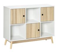 HOMCOM Commode Chambre Buffet Meuble de Rangement sur pied avec 6 cubes - Blanc et Aspect Bois - dim. 96L x 30P x 75H cm