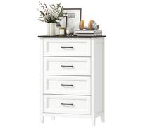HOMCOM Commode chambre étroite et haute avec plateau effet bois, commode pour petits espaces, 60x35x87 cm, blanc