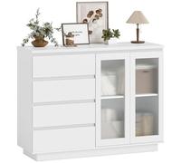 HOMCOM Commode Chambre Meuble de Rangement 4 Tiroirs 120 x 40 x 91 cm Blanc
