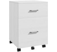 HOMCOM Commode de bureau avec 2 tiroirs, commode de bureau à roulettes, classeur mobile, pour fichiers A4 ou lettres, pour studio, salon, 39,5 x 39 x 58,5 cm, blanc