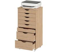 HOMCOM Commode de bureau avec 8 tiroirs roulants pour bureau à domicile | Commode de bureau, support pour imprimante, meuble de classement, pour studio