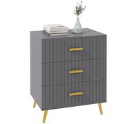 HOMCOM Commode de Chambre 4 tiroirs avec Pieds en Aluminium Gris foncé | Commode moderne, organisateur de rangement