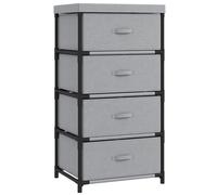 HOMCOM Commode de chambre 4 tiroirs en tissu Structure en acier Meuble à tiroirs pour salon bureau dressing Gris