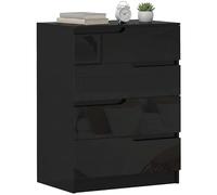 HOMCOM Commode de chambre à coucher avec 4 tiroirs, commode moderne peu encombrante pour salon, couloir, entrée, 60 x 40 x 85 cm, noir brillant