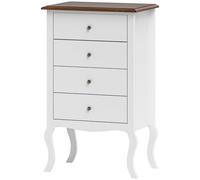HOMCOM Commode de Chambre avec 4 Tiroirs Design Anti-basculement Coiffeuse pour Salon Couloir 60x40x98,5 cm Blanc et Chêne